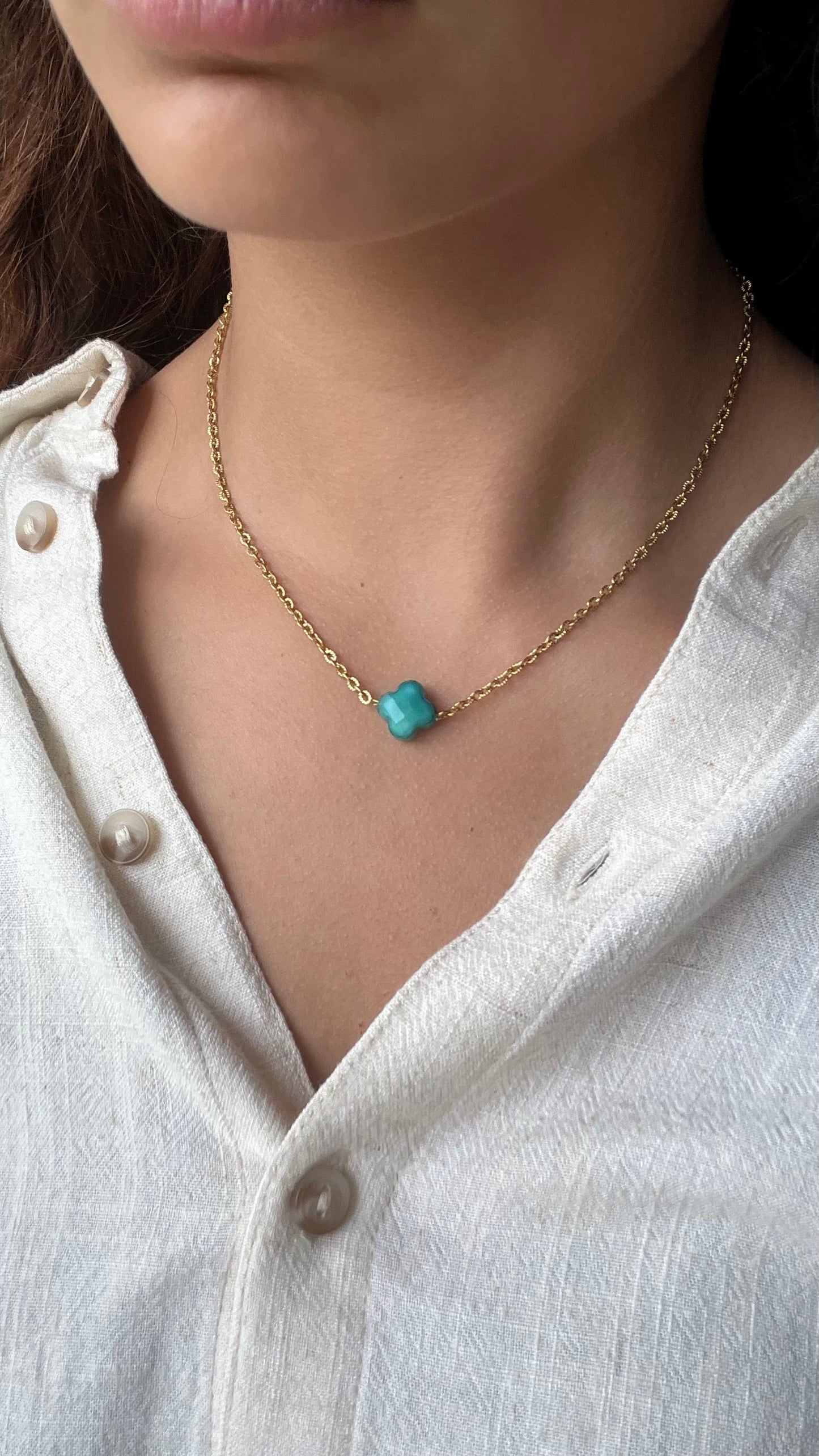 Collier trèfle perlée