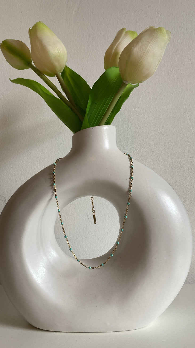 Collier perlée en acier inoxydable