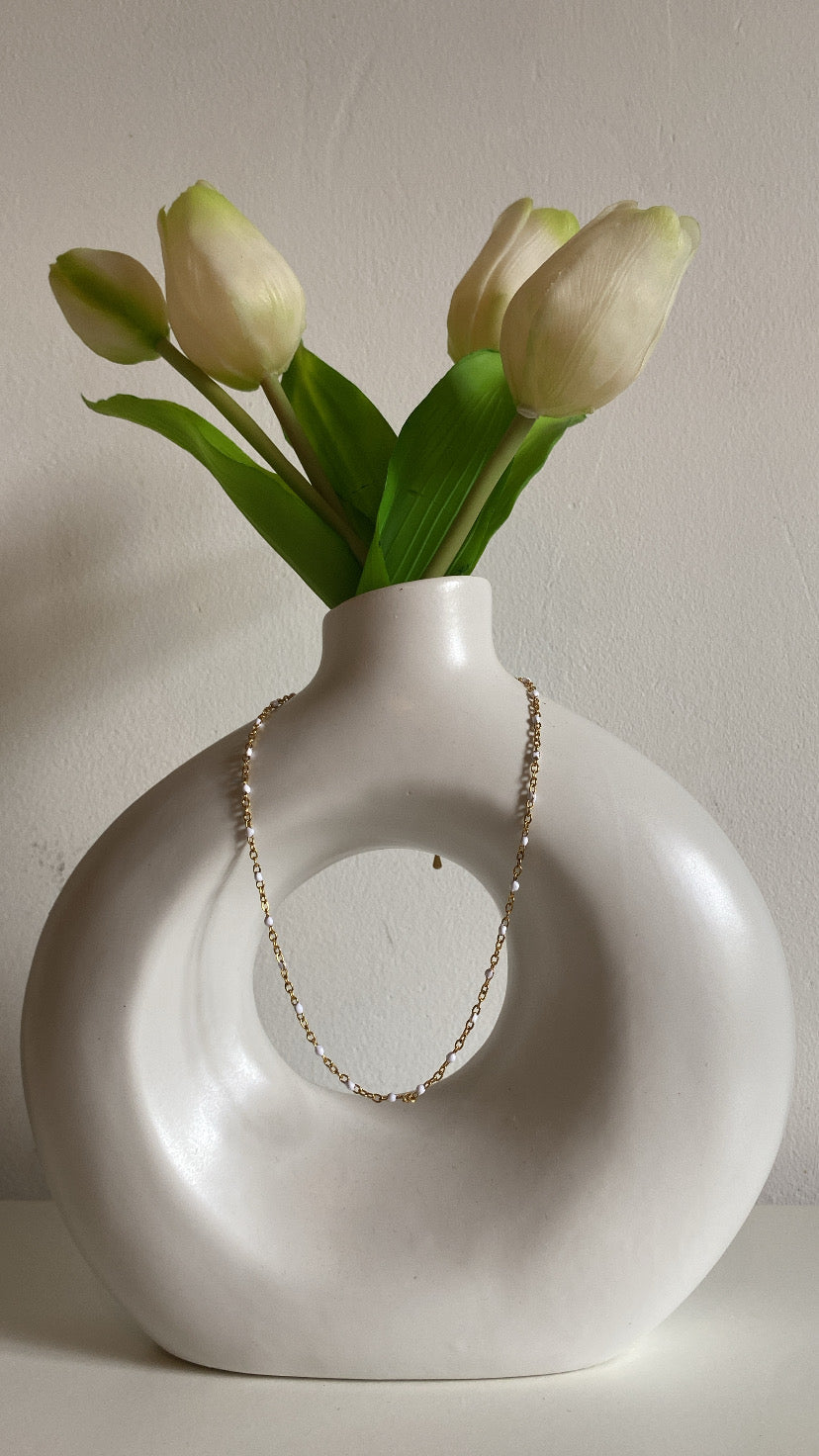Collier perlée en acier inoxydable
