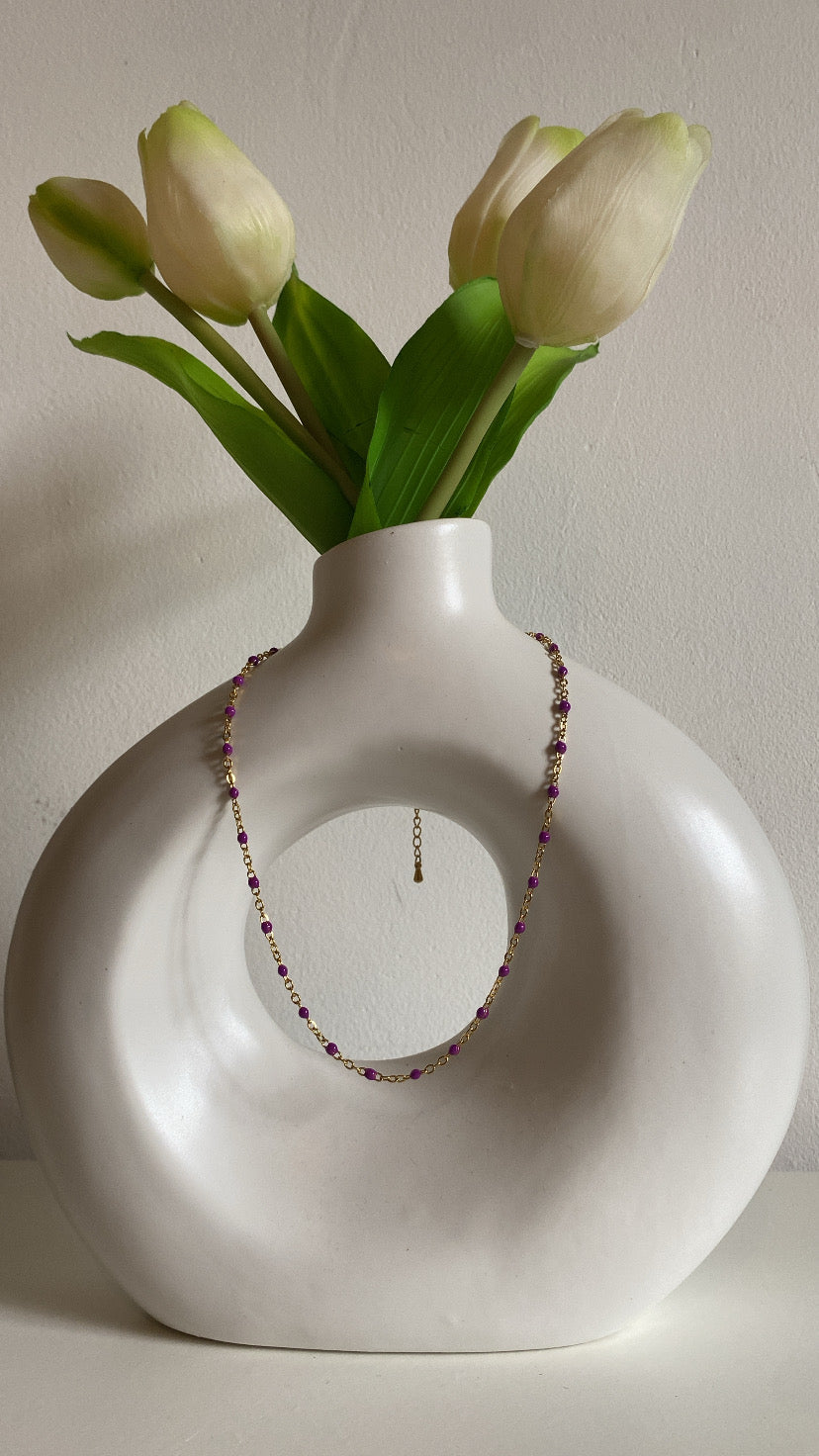 Collier perlée en acier inoxydable