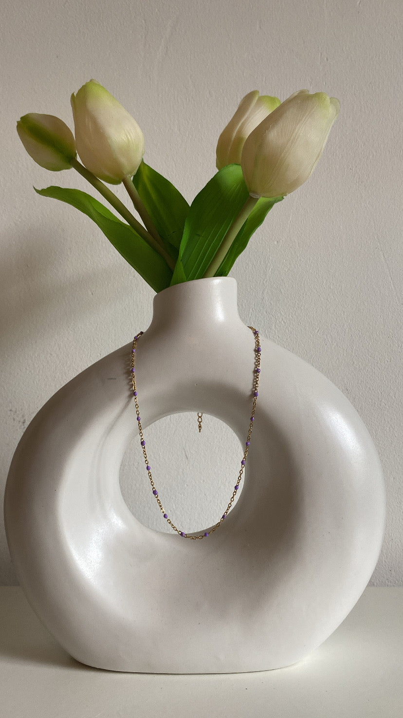 Collier perlée en acier inoxydable