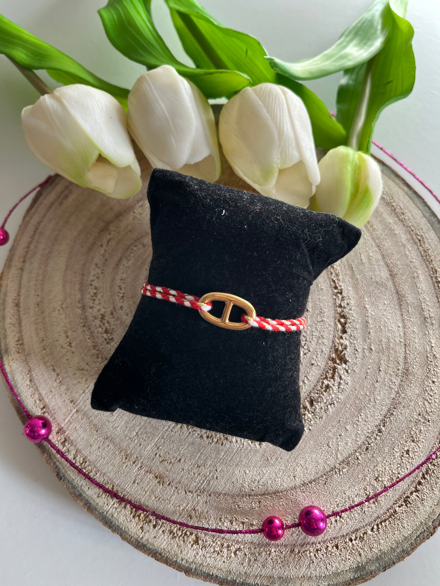 Bracelet cordon maille marine doré