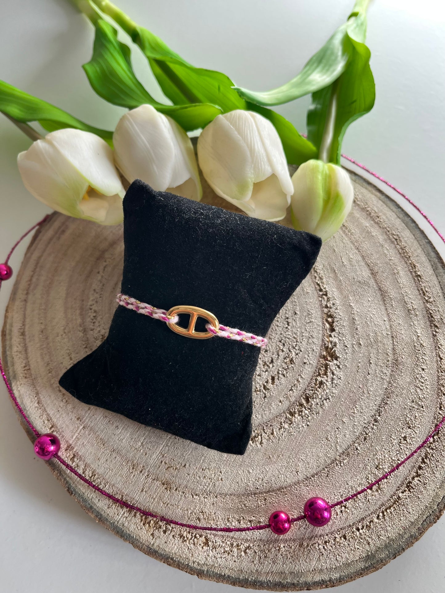 Bracelet cordon maille marine doré