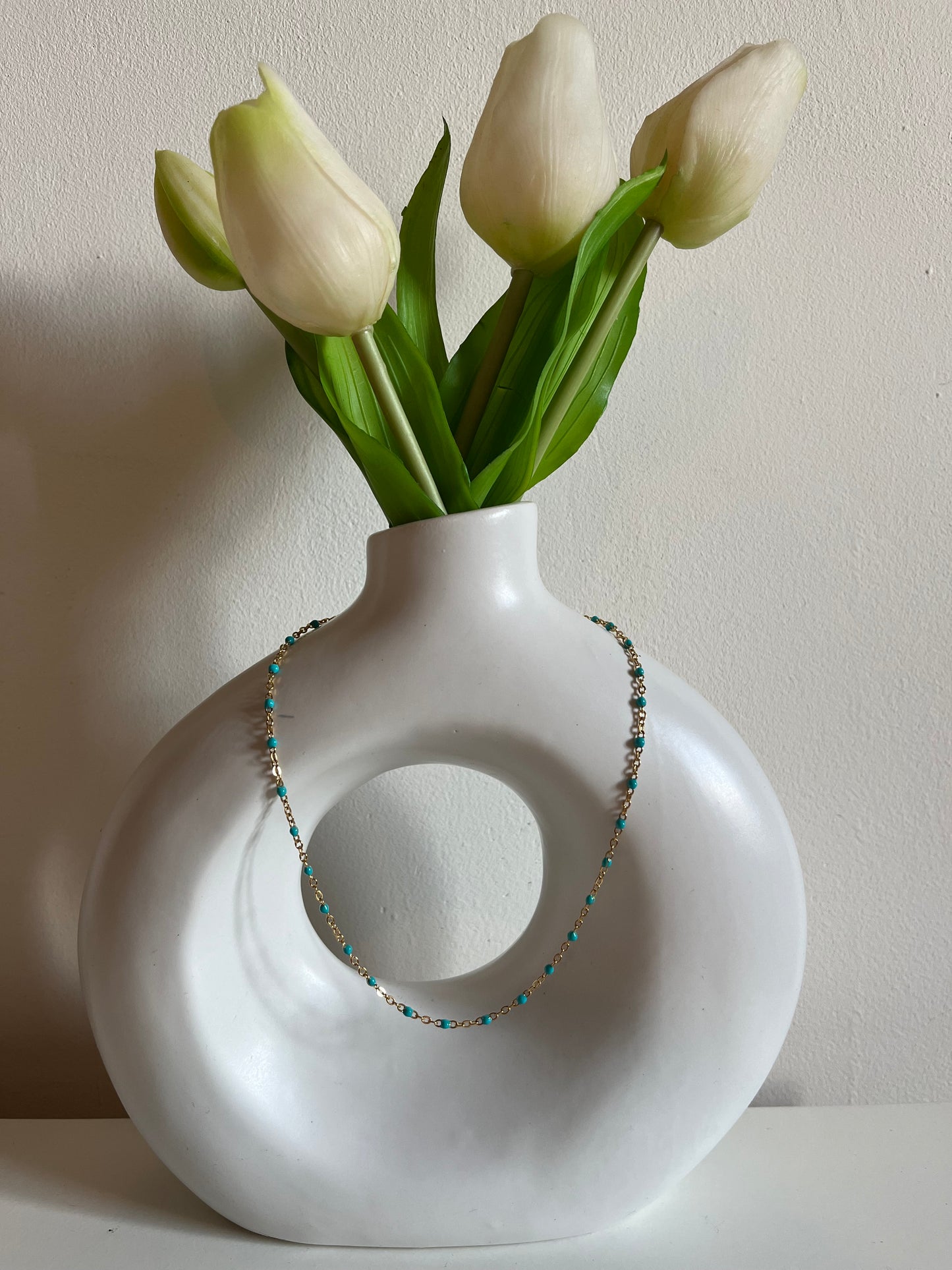 Collier perlée en acier inoxydable