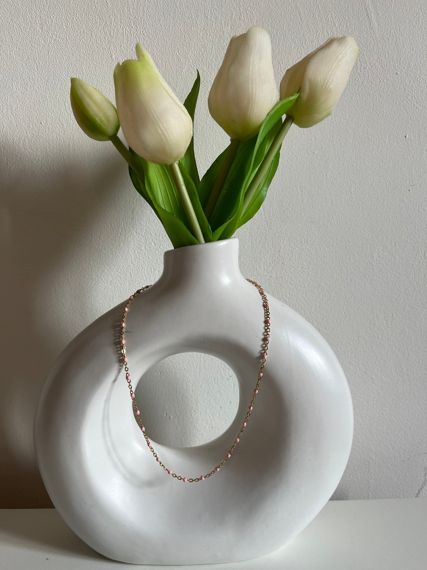 Collier perlée en acier inoxydable