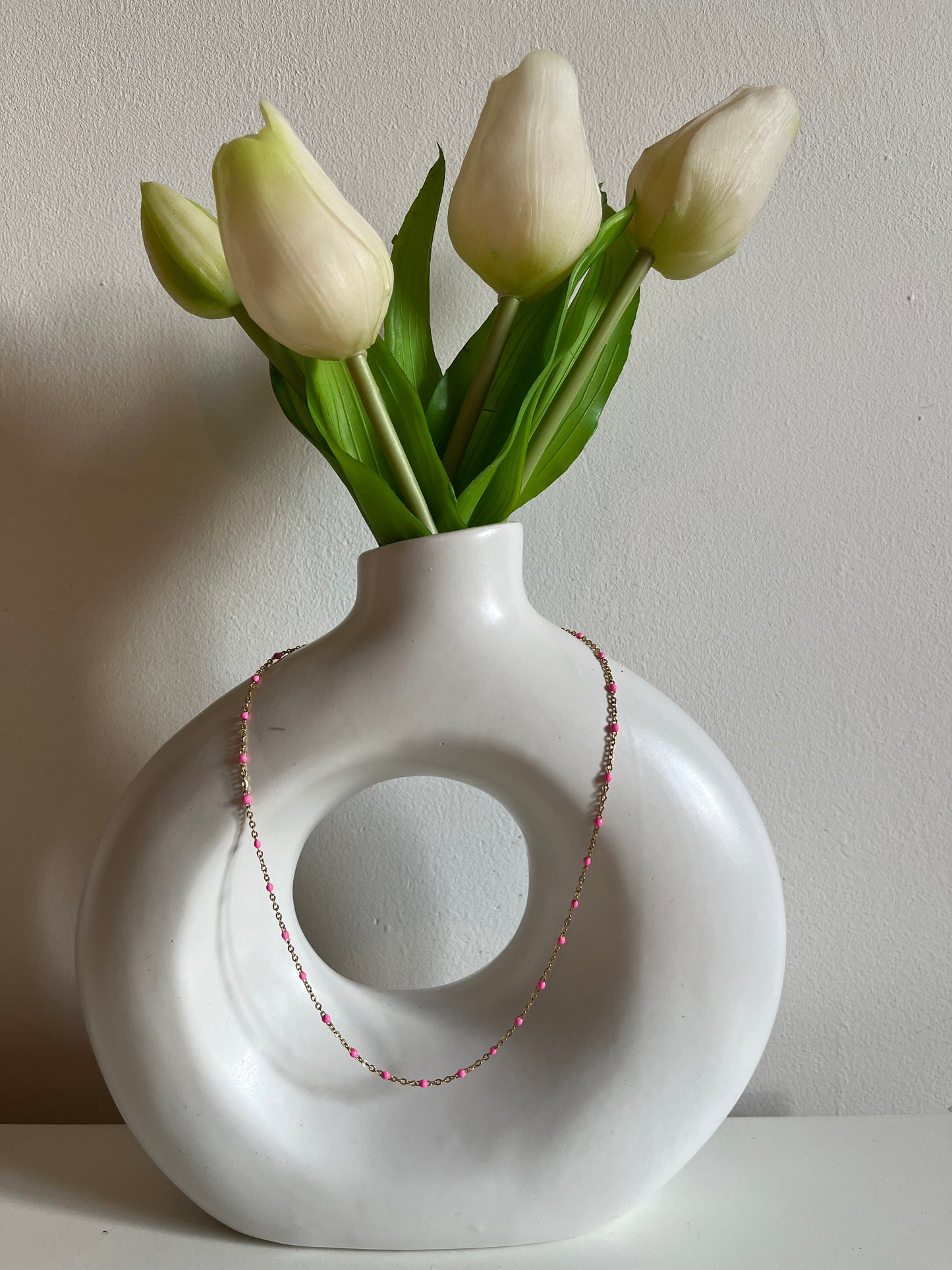 Collier perlée en acier inoxydable