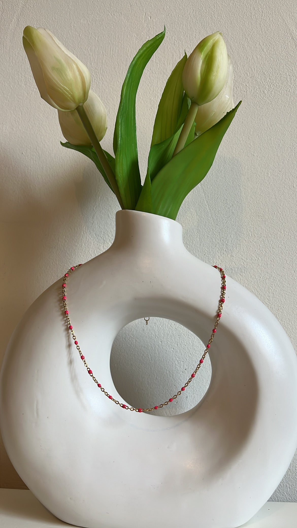 Collier perlée en acier inoxydable