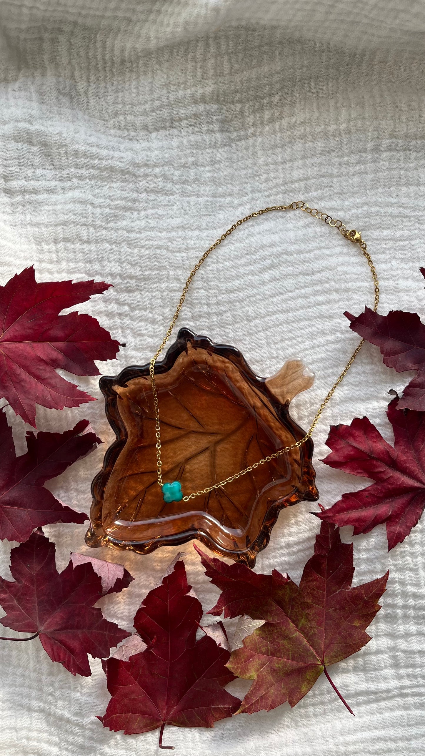 Collier trèfle perlée