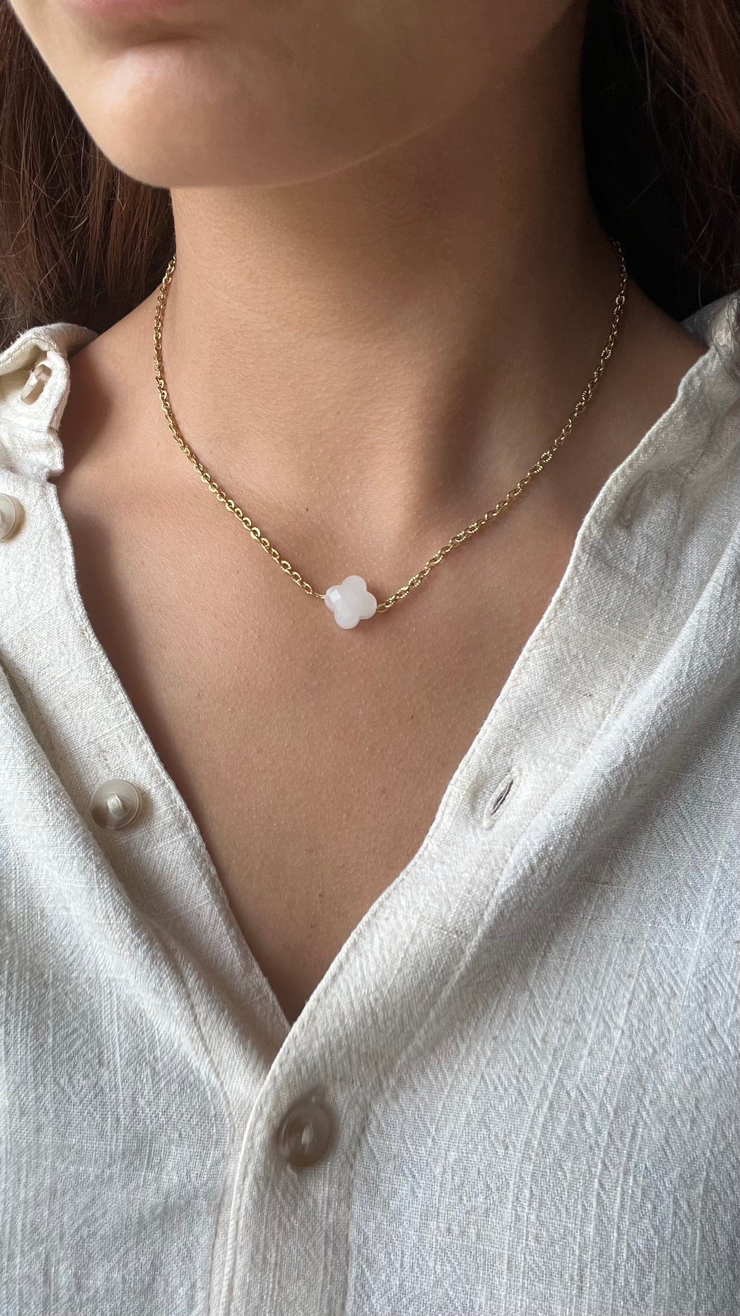 Collier trèfle perlée