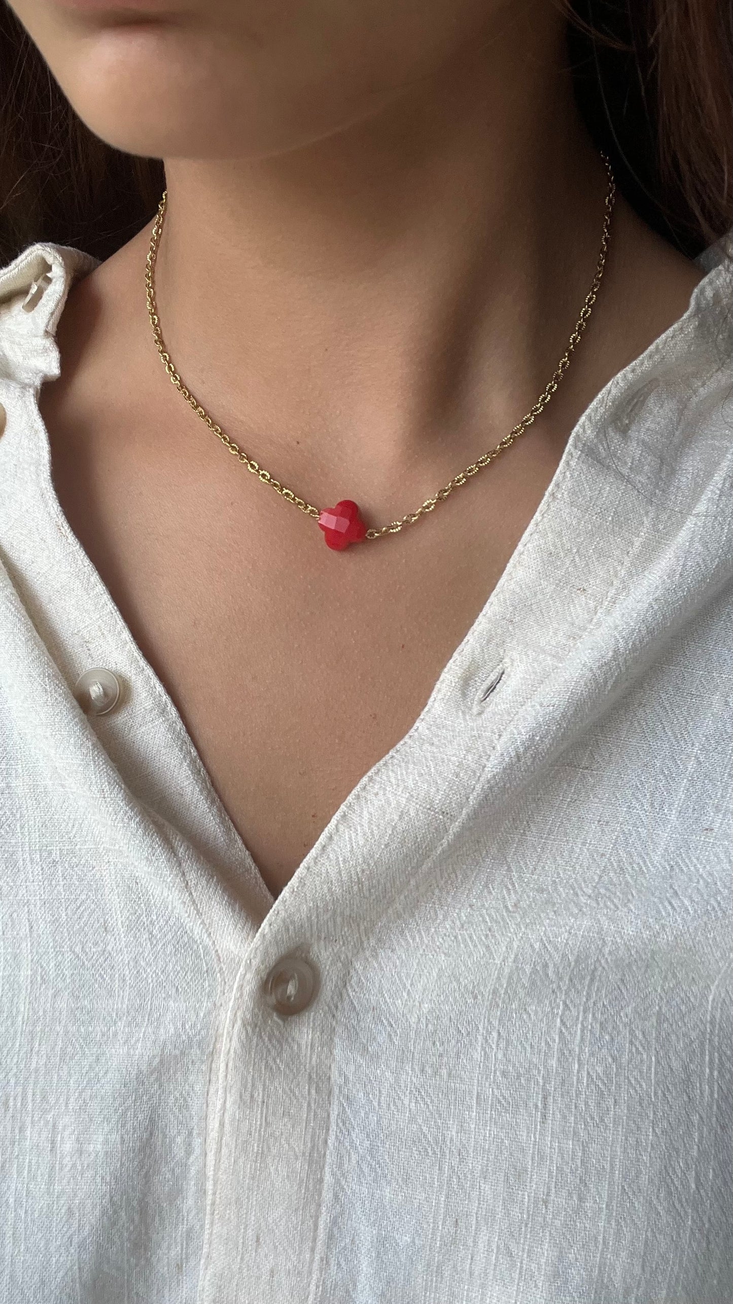 Collier trèfle perlée