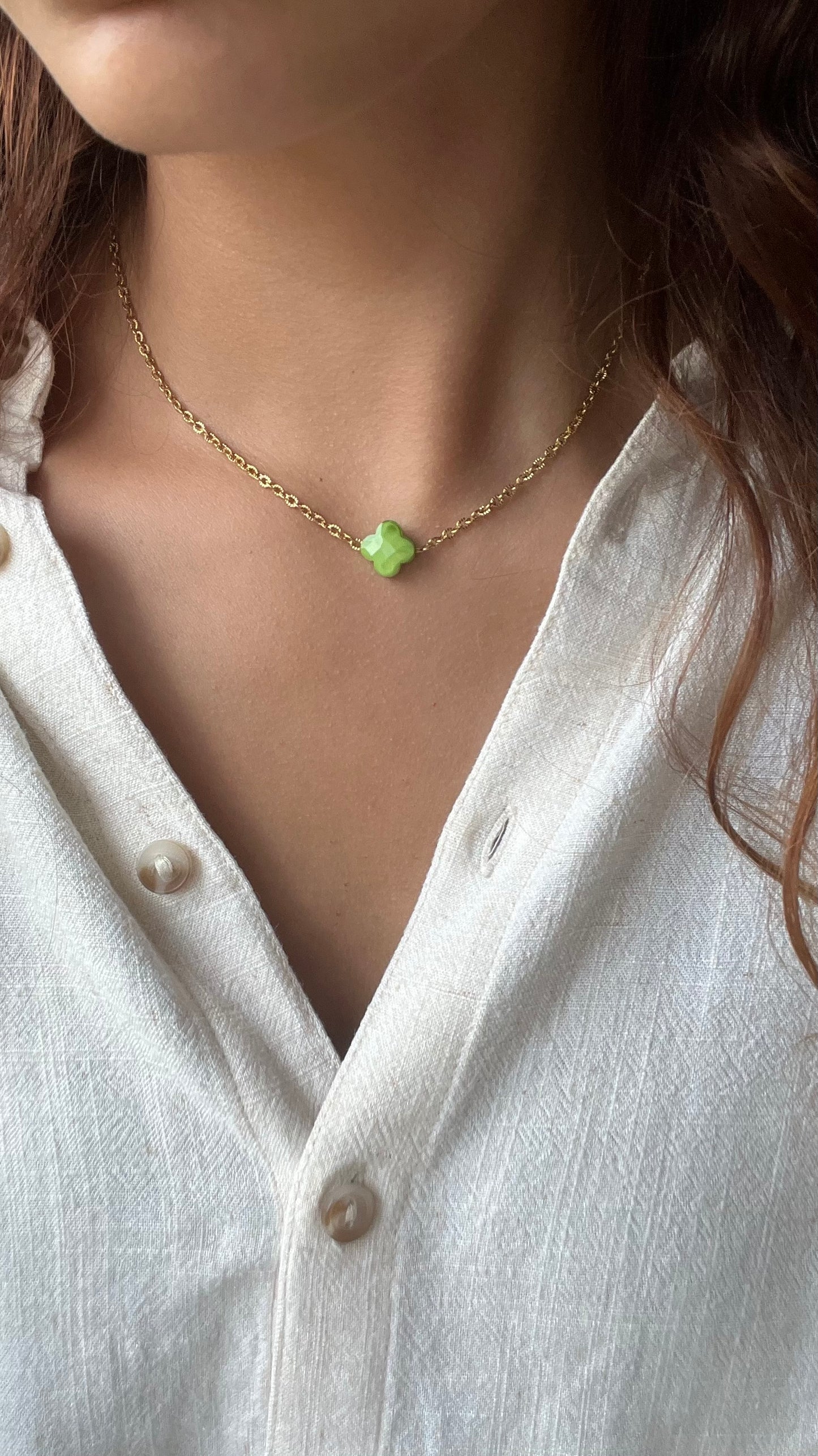 Collier trèfle perlée