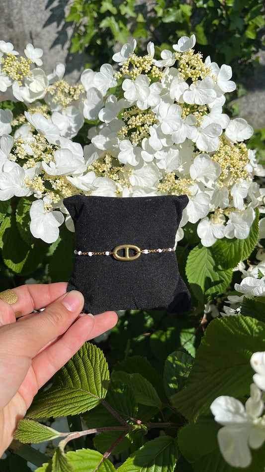 maille marine chaîne blanche